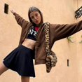 thumbnail image 4 of Women's Hoodie Sweatshirt Zip Up Oversized Casual Long Sleeve Coat 90s Vintage Zip Up Jacket Tracksuit, 4 of 4