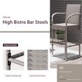 thumbnail image 4 of Vineego Set of 2 Outdoor Wicker Barstools Patio Bar Stools with Footrest and Armrest for Backyard,Gray, 4 of 7
