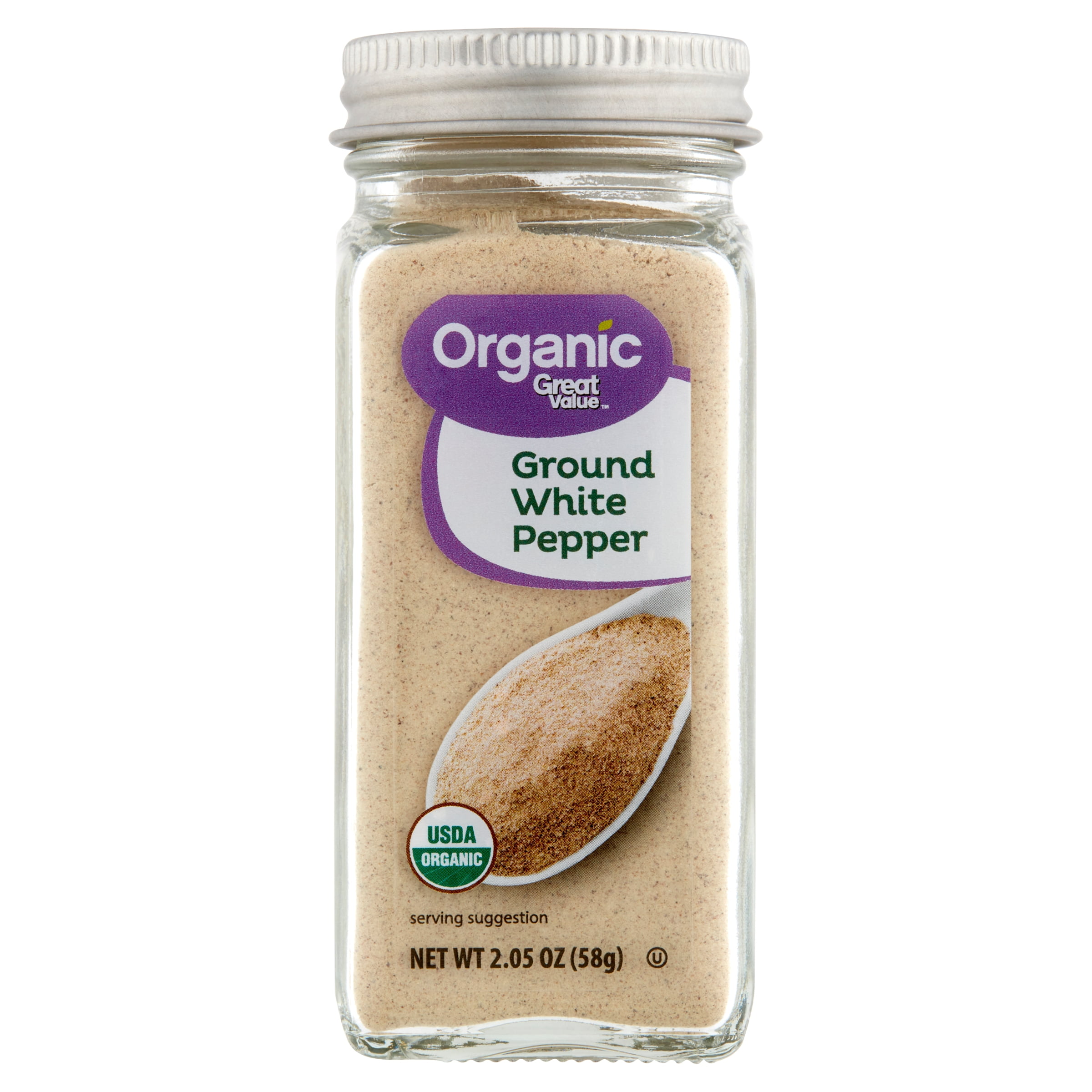 Great Value Organic Ground White Pepper, 2.05 oz