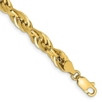 14k Yellow Gold Bracelet Rope Chains Men's 5.4 mm 8 in Semi Solid with Lobster Clasp Chain