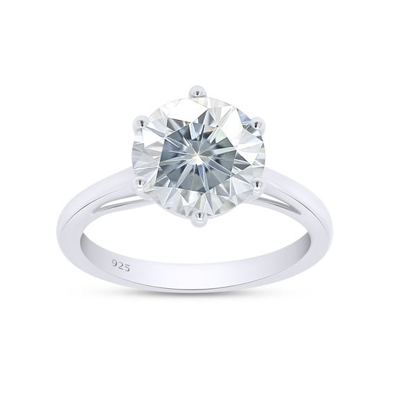 8MM Round Cut Moissanite Lab Created Diamond Solitaire Engagement Wedding Ring for Women 14K White Gold Over Sterling Silver(G-H Color,2 cttw)-4