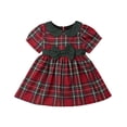 thumbnail image 1 of Kuriozud Vestido De Fiesta De Manga Corta Con Lazo Para Niña (Vestido Pálido Con Lazo Verde 3-4T), 1 of 5