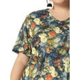 thumbnail image 5 of Unique Bargains Robe Élégante à Manches Courtes Motif Floral pour Femmes Grande Taille Jaune 3X, 5 of 5