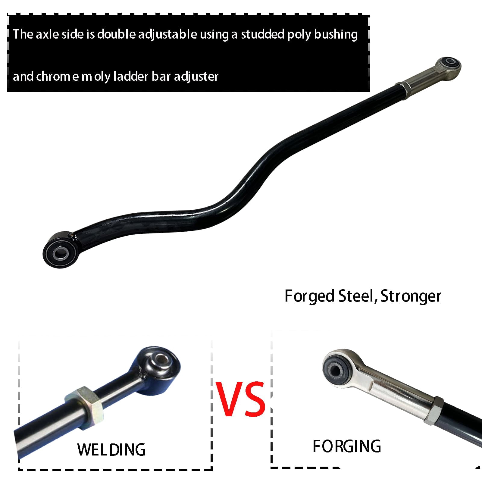BST BSSP Forged Rear Adjustable Track Bar 0-6" Lift Compatible with Jeep Wrangler JK 2007-2018 Integral Forging Suspension Trackbar Leveling 2WD 4WD Body Coil Suspension Kit