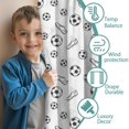 thumbnail image 3 of Kid Curtains,Soccer and Cleat White Pattern Kid Insulated Curtains Set Of 2,Bedroom Essentials,Toddler Room Decor 52"x63", 3 of 5