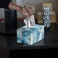 thumbnail image 5 of FUIALDOLG Tissue Box Cover Rectangle PU Leather, Blue Marble Tissue Box Holder, Waterproof Decorative Cover for Bathroom Toilet Bedroom Living Room Table Desk Office, 5 of 7