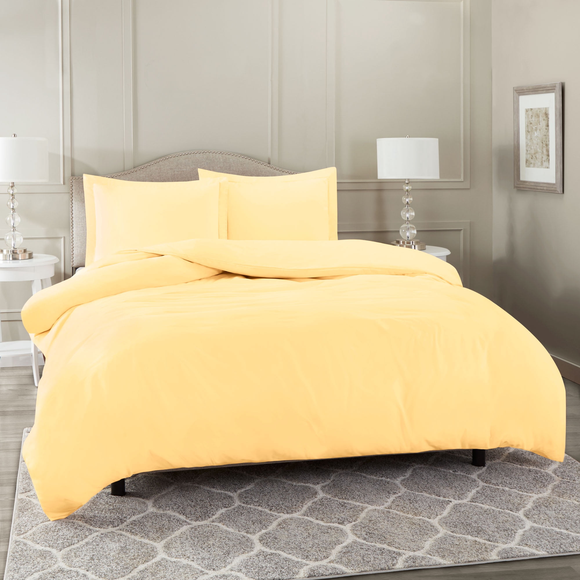 Hearth & Harbor 3-Piece Vanila Yellow Duvet Cover Set, King