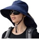 thumbnail image 3 of Sombreros de sol para mujer, protección UV, ala ancha, plegable, con agujero para cola de caballo, sombreros de playa con cubierta para el cuello para jardinería, 3 of 5