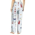 thumbnail image 3 of Disketp Nautical Lighthouse Sailboat Print Women'S Comfy Pajama Pants Casual Drawstring Palazzo Lounge Wide Leg Pants, 3 of 9
