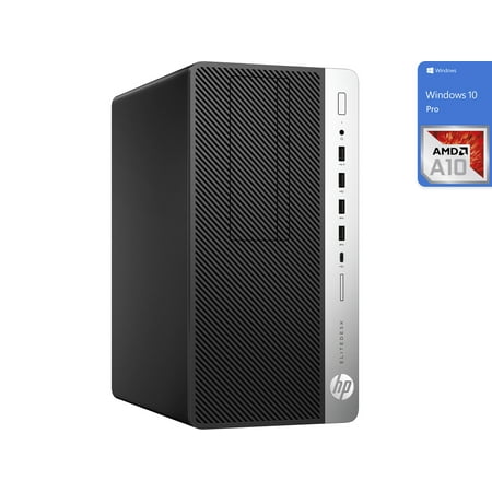 HP EliteDesk 705 G4 Desktop Tower Computer, AMD A10-9700, 8GB RAM, 1TB SSD, Windows 10, Black, A10-81nP