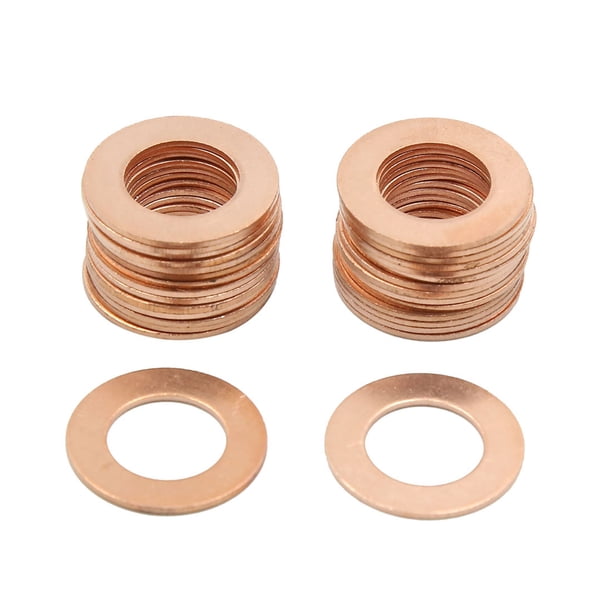 30Pcs 13mm Diámetro Interior Arandelas de Cobre Planas Junta de Sellado para Coche