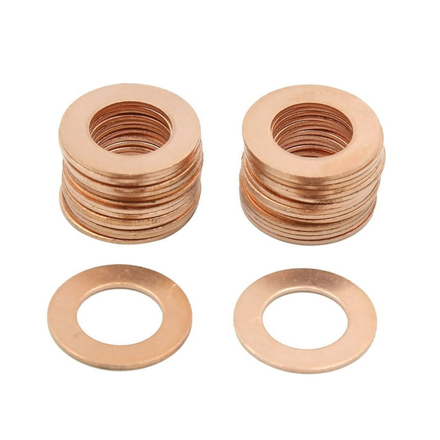 30Pcs 13mm Diámetro Interior Arandelas de Cobre Planas Junta de Sellado para Coche