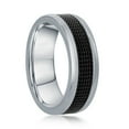 thumbnail image 2 of Men’s Black Mesh and Polished Stainless-Steel Band Ring| Comfort Fit Jewelry for Men-SIZE 9, 2 of 7