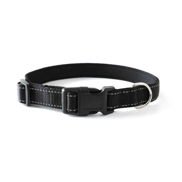Collar reflectante para perros, negro, ajustable, de nailon suave, para perros pequeños, medianos, grandes y extragrandes.