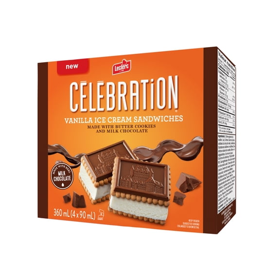 Leclerc Celebration Vanilla Ice Cream Sandwiches, 4x90ml, 360ml