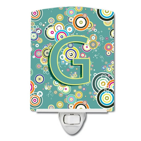 Caroline's Treasures CJ2015-GCNL Letter G Circle Circle Teal Initial Alphabet Ceramic Night Light, 6x4x3", multicolor