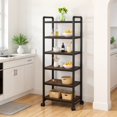 thumbnail image 2 of LinkRomat Slim Rolling Storage Cart 6 Tier Bathroom Organizer Mobile Shelving Unit Utility Cart Tower Rack for Kitchen Laundry Narrow Places, Black, 2 of 10