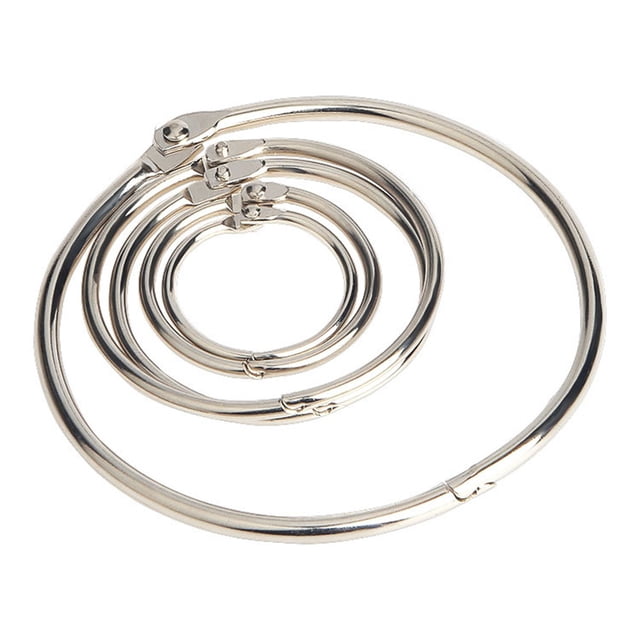 OUNONA 50Pcs Strong Steel Binder Rings Silver Metal Loose Leaf Rings for Craft and Filing