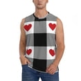 thumbnail image 3 of Uemuo Heart Black Buffalo Plaid Gingham Pattern Men's Sleeveless T-Shirt,Muscle Athletic Tank Top, Moisture-wicking Quick-dry Breathable Classic Tee Top for Gym Run Outdoor Sports-Medium, 3 of 8