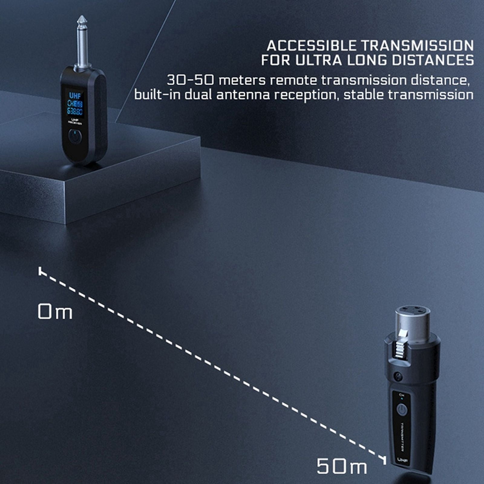 2X Wireless Audio Transmission Receiver and Transmitter System Professional Guitar XLR