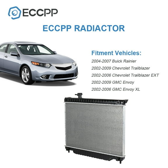 ECCPP 2458 Radiator fits for Trailblazer 2002 2003 2004 2005 2006 2007 2008 2009 LT L6 4.2L 2003-2008 Base L6 4.2L 2003 2004 2005 2006 EXT L6 4.2L