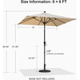 thumbnail image 4 of PURPLE LEAF 6' x 6' Square Outdoor Table Umbrella with Crank and Tilt, Aluminum Frame Patio Market Sun Umbrella, 8 Sturdy Ribs, Beige, 4 of 9