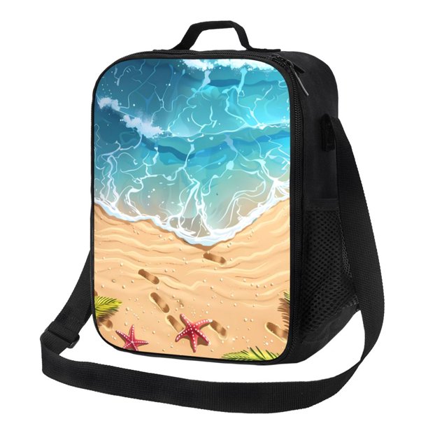 Balery Tropical Beach With Starfish Caja de Almuerzo y Bolsa de Almuerzo para Hombres y Mujeres, Bolsa de Almuerzo Reutilizable con Gran Capacidad, Bolsa de Almuerzo Aislada