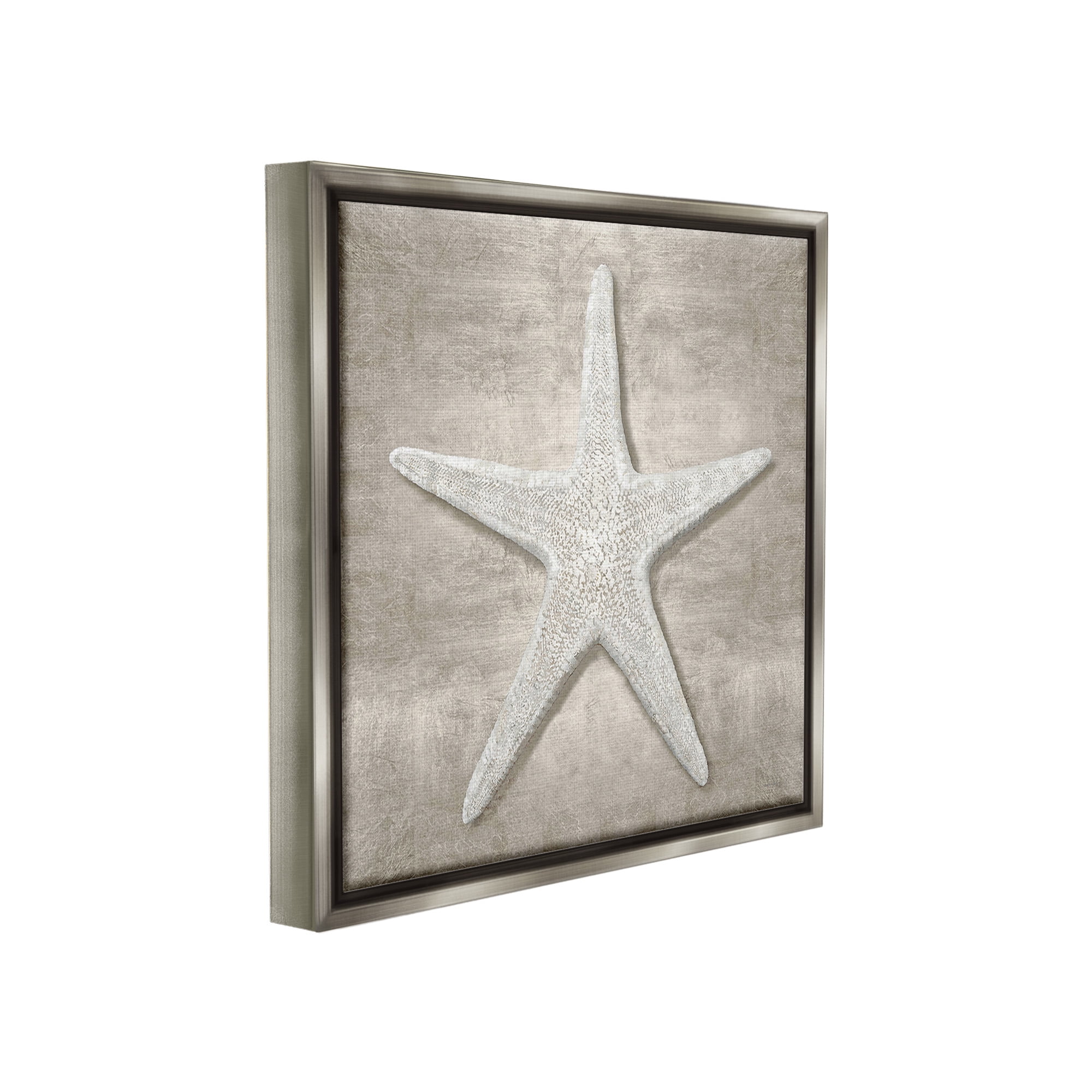 Stupell Industries Rustic Grey Starfish Nature Painting Gray Floater Framed Canvas Art Print Wall Art, 18 x 18