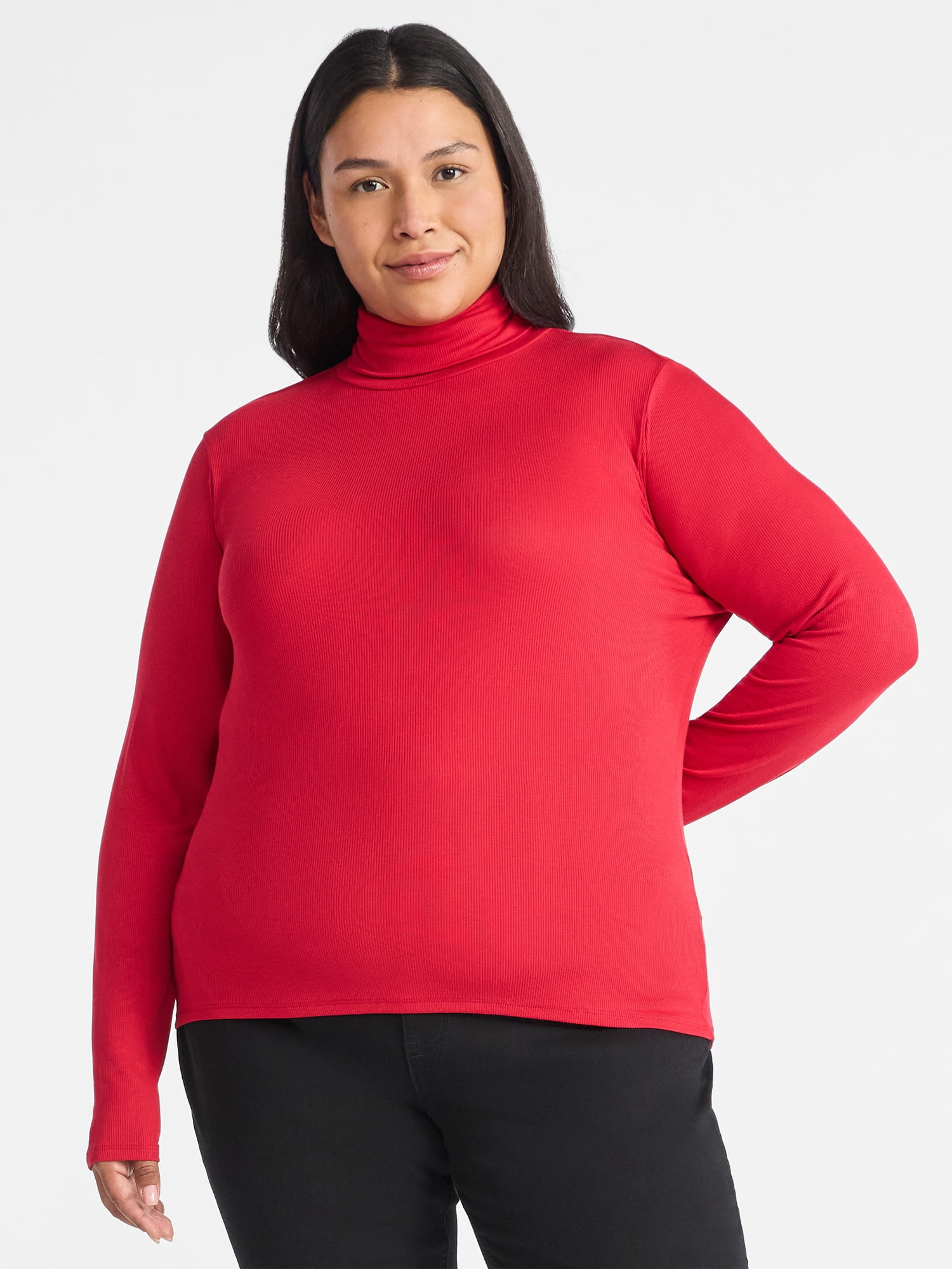Time and Tru Women's Ribbed Turtleneck with Long Sleeves, Sizes XS-XXXL