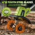 thumbnail image 2 of Saker 22V Cordless Tiller Cultivator with Fixed Handle, 360RPM Electric Garden Tiller with 2*2000mAh Battery, 9-Inch Tilling Width for Gardening Weeding Soil Cultivation, 2 of 8