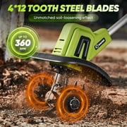 Saker 22V Cordless Tiller Cultivator with Telescopic Handle, 360RPM Electric Garden Tiller with 2*2000mAh Battery, 9-Inch Tilling Width for Gardening Weeding Soil Cultivation