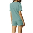 thumbnail image 3 of INSPIRE CHIC Women's Lounge Sets Waffle Outfits T-shirt with Shorts Loungewear Jogger Sweatsuits with Pockets L Lake Green, 3 of 6