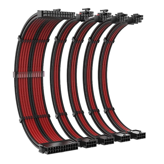 PSU Power Extension Cable ATX 24Pin Dual PCIE 6 2Pin Dual EPS 4 4Pin Nylon Braided Cord 24Pin Motherboard Splitter Cable