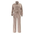 thumbnail image 4 of CILENON Womens Sweatsuits Women's Solid Color Zipper Double Pocket Drawstring Long Sleeve Top Fashion Casual Pants Set Women Sweat Suits 2 Piece Set Plane Outfit Women Set (Khaki,XXL), 4 of 6