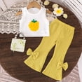 thumbnail image 2 of JUMEYU Toddler Sets for Girls Girls Summer Outfits Ruffle Sleeve Button Up Tops Pants Spring Toddler Girl Clothes Sets 5T 6T (Gold,5-6 Years), 2 of 7