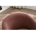 thumbnail image 5 of Teddy Fabric Swivel Barrel Accent Sofa Chair, Upholstered Club Chair with Wrap-Around Backrest, Cozy Leisure Vanity Chair with Black Powder Coating Metal Base for Living Room, Bedroom, Red, 5 of 6