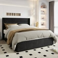 thumbnail image 2 of Einfach Queen Size Lift up Platform Storage Bed Frame with Velvet Upholstered Wingback Panel Headboard, Black, 2 of 11