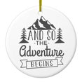 thumbnail image 1 of DistinctInk Hanging Ceramic Christmass Tree Ornament with Gold String - Great Gift / Present - 2 3/4 inch diameter - And so the Adventure Begins, 1 of 2