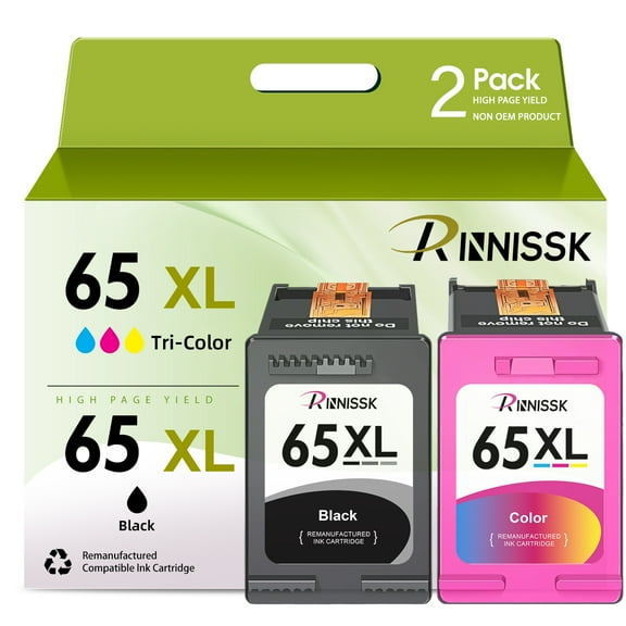65 Ink Cartridges for HP 65 Ink Cartridge Combo Pack Compatible for HP Printers Ink 65 (1 Black 1 Tri-color , 2 Pack)