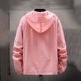 thumbnail image 4 of GUZOM Mens Hooded Windbreaker Jacket Lightweight Nylon Active Outdoor UV Protection Moisture Wicking Packable for Travel Casual Zippered Pockets Pink,Size XL, 4 of 9