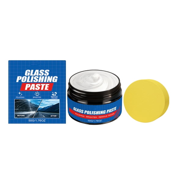 Glass Polishing Paste with Sponge, for Windshield, Window, Routine Surface Care, Home Maintenance Use