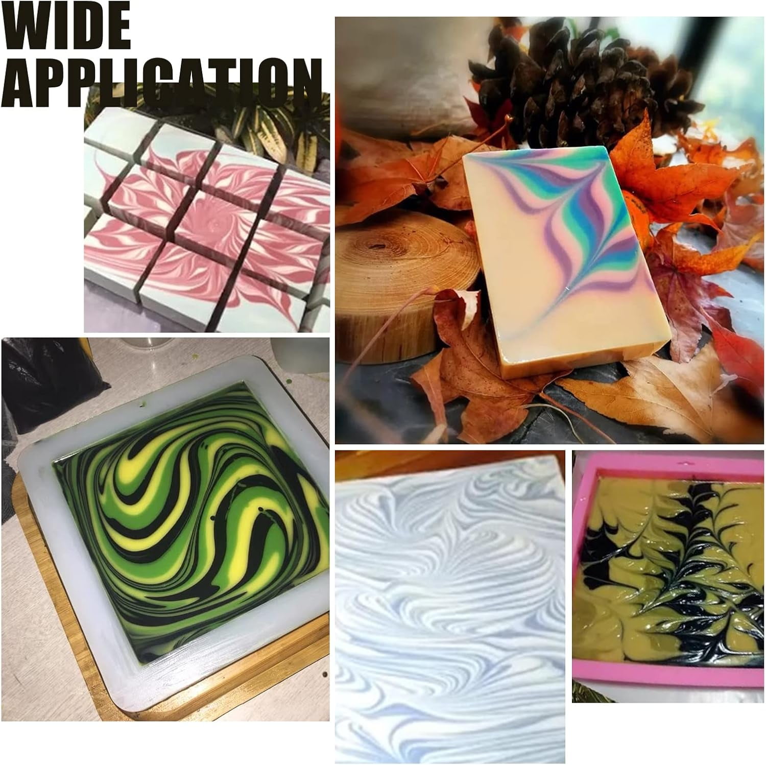 Large Square Mold 3000ml Cube Silicone Mold Swirling Making Tool Resin Casting Molds for Flowers Bouquet Preservation Resin Epoxy Making Candle Wax Homemade Soap 101oz 11.6x10x1.9inch