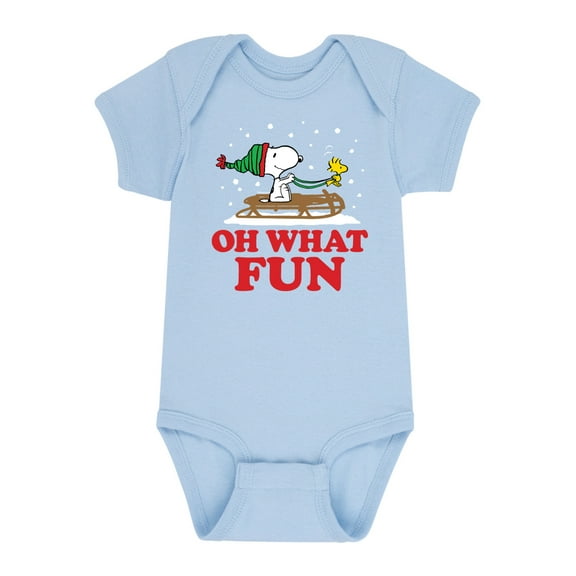 Peanuts - Holidays - Oh What Fun Christmas Sleigh - Infant Baby One Piece