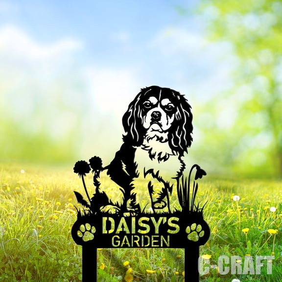 C-CRAFT Custom King Charles Spaniel Metal Yard Sign Weather Resistant for Garden Decor