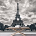 thumbnail image 3 of wall26 - Eiffel Tower with Dramatic Sky Monochrome Black and White - Removable Wall Mural | Self-Adhesive Large Wallpaper - 66x96 inches, 3 of 6