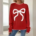 thumbnail image 5 of ZHYou No Boundaries Womens Christmas Sweaters,Cute Bow Print,Long Sleeve Oversized Soft Warm Pullover Tops,Red,Size 2XL, 5 of 9