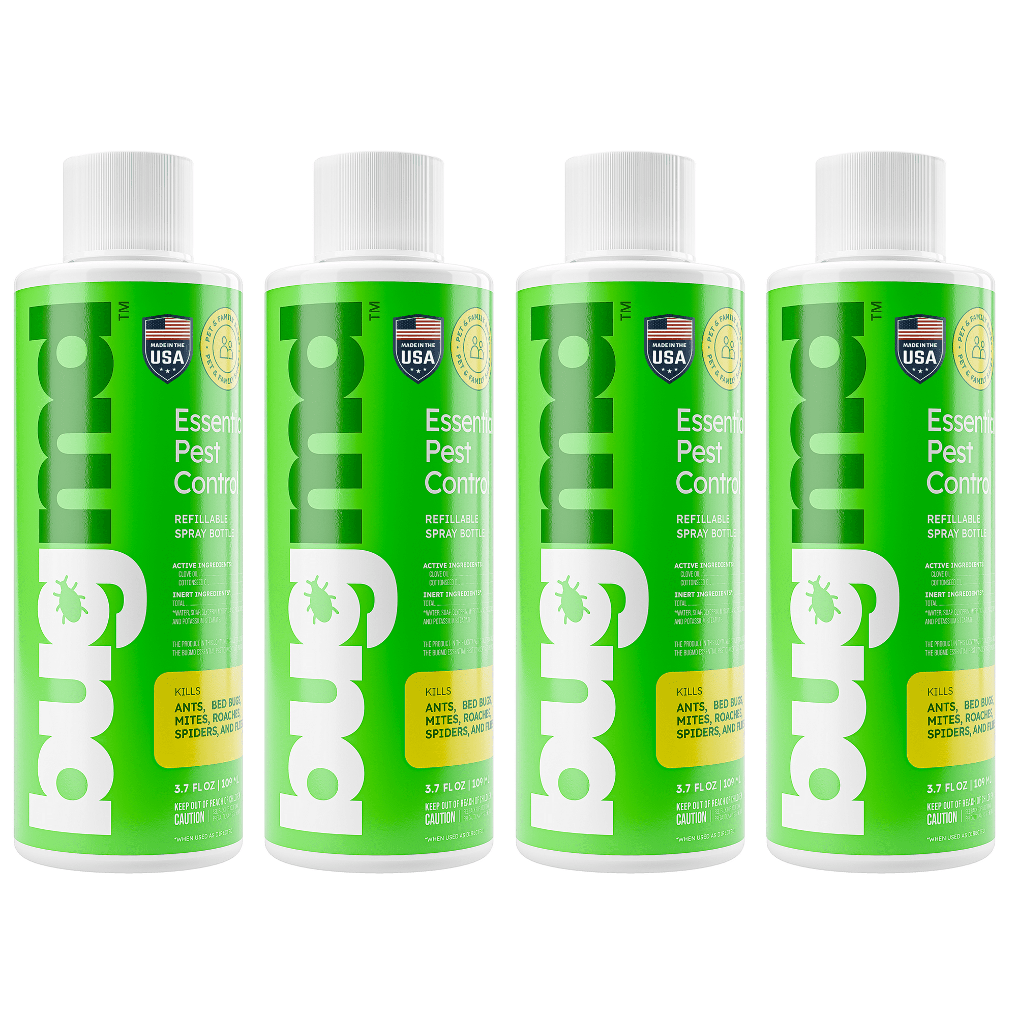 BugMD Pest Control Essential Oil Concentrate 4oz (4 Units) - Quick Kills Flies, Ants, Fleas, Ticks, Roaches, Mosquitoes