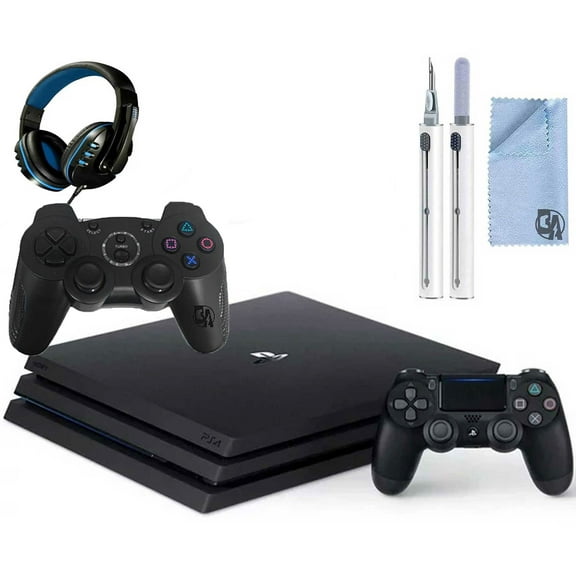 Pre-Owned Sony PlayStation 4 PRO 1TB Gaming Console Black, Headset 2 Controller With Cleaning Kit ( )