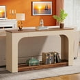 thumbnail image 5 of 55" Console Table with Led Light, 2-Tier Entryway Table, Wooden Sofa Side Table, Modern Couch Table for Living Room, Entrance, Hallway, White, 5 of 5