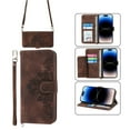 thumbnail image 2 of Nalacover Case for iPhone 14, PU Leather Wallet Phone Crossbody Flip Case with Credit Card Holder and Shoulder Wrist Strap Magnetic Stand Shockproof Cover For iPhone 14, Brown, 2 of 16